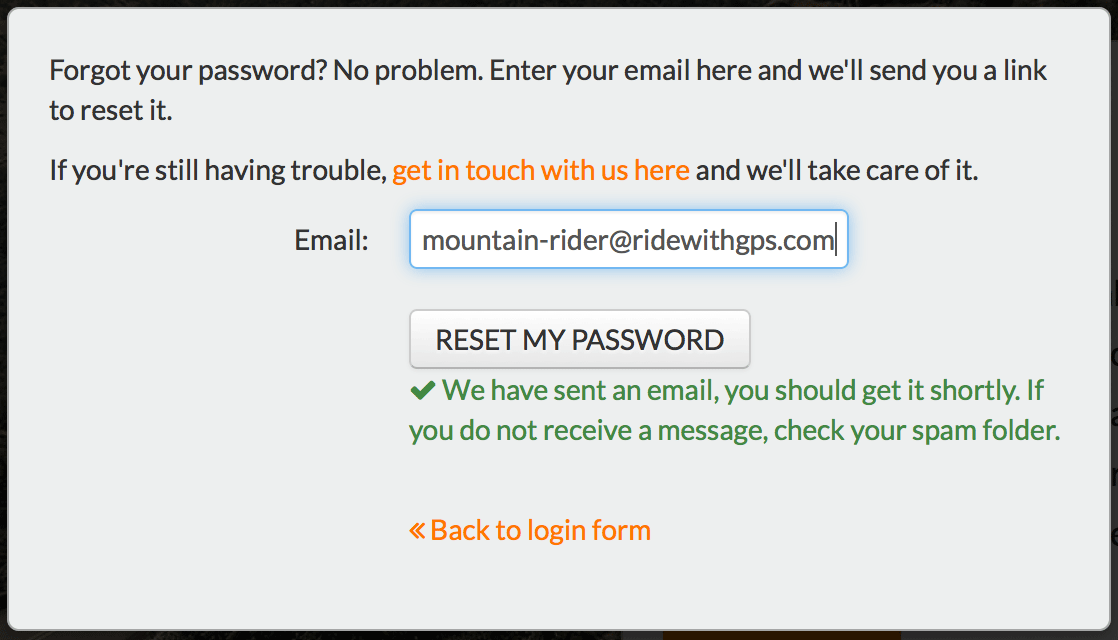 Forgot Your Password? | Ride With GPS Help