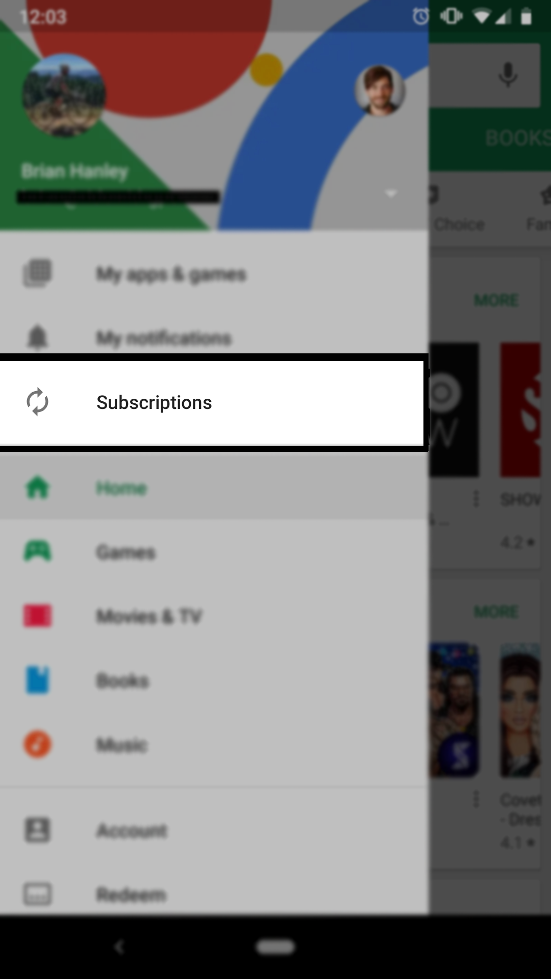 how to sign out from play store