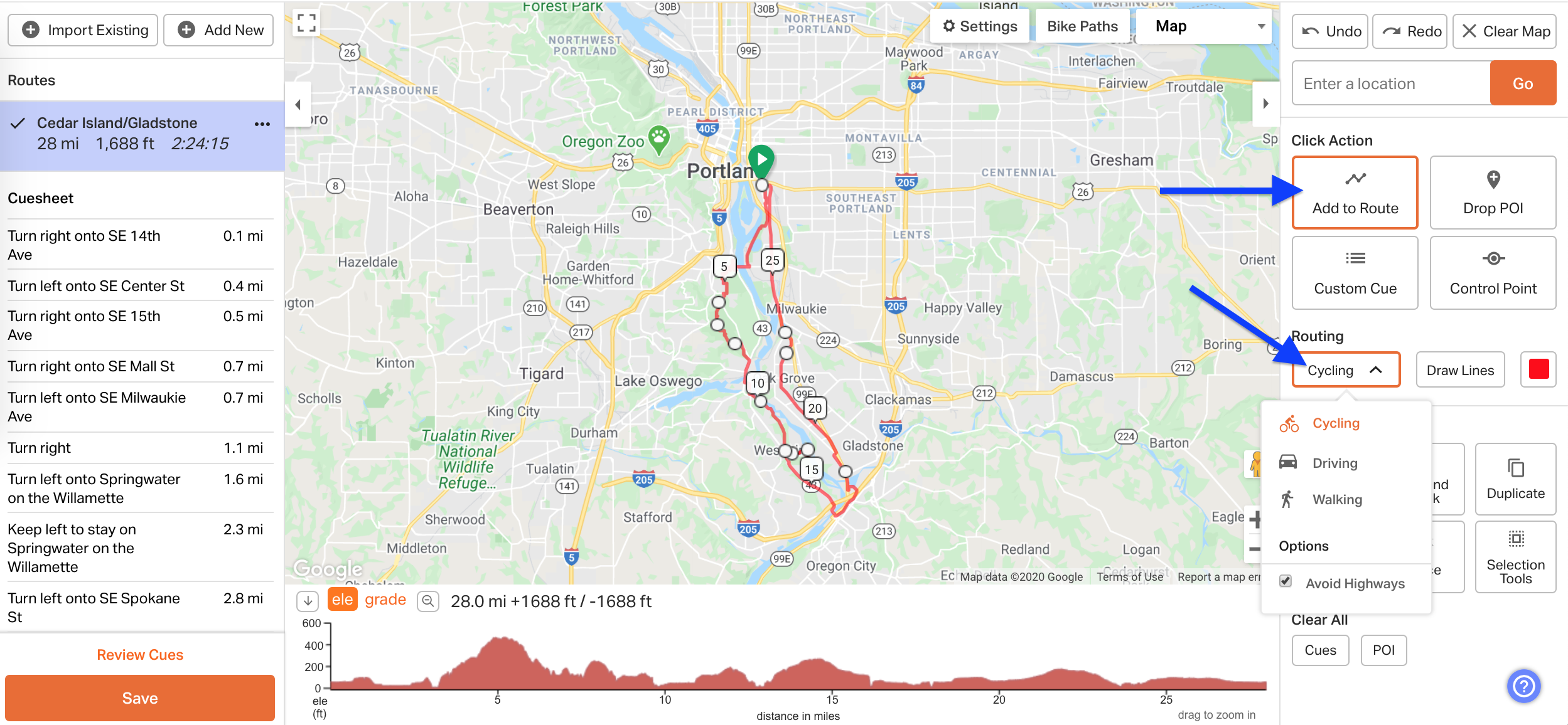 bike ride trip planner