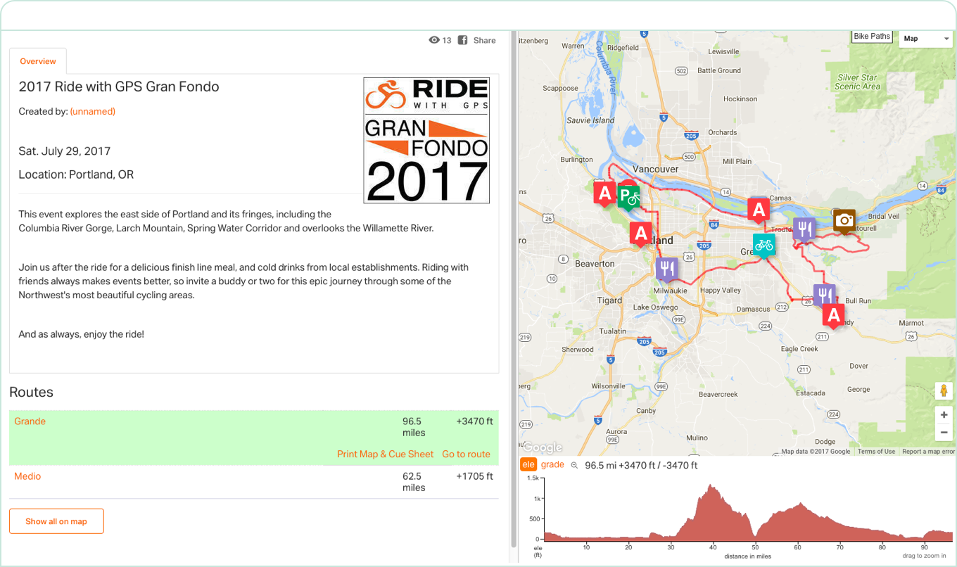 Bike Event Organizer Account Ride with GPS