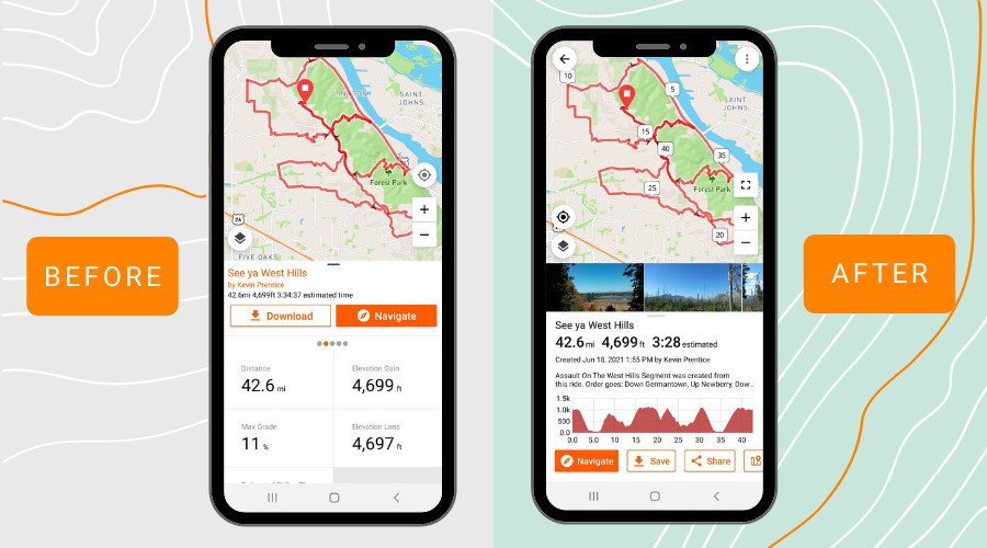 New Ride and Route Screens