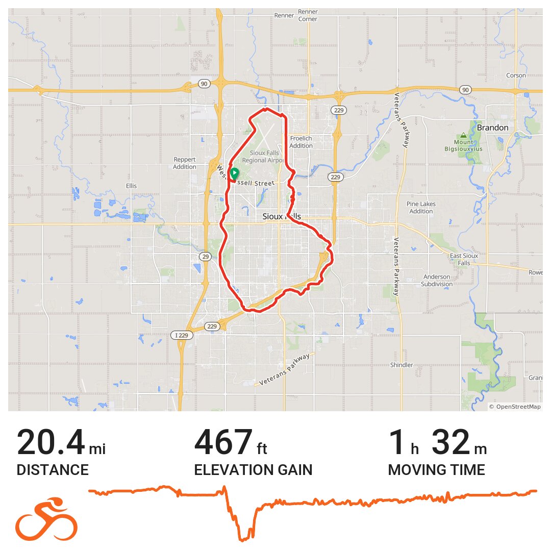 Sioux Falls Loop - July 19th - A bike ride in Sioux Falls, SD