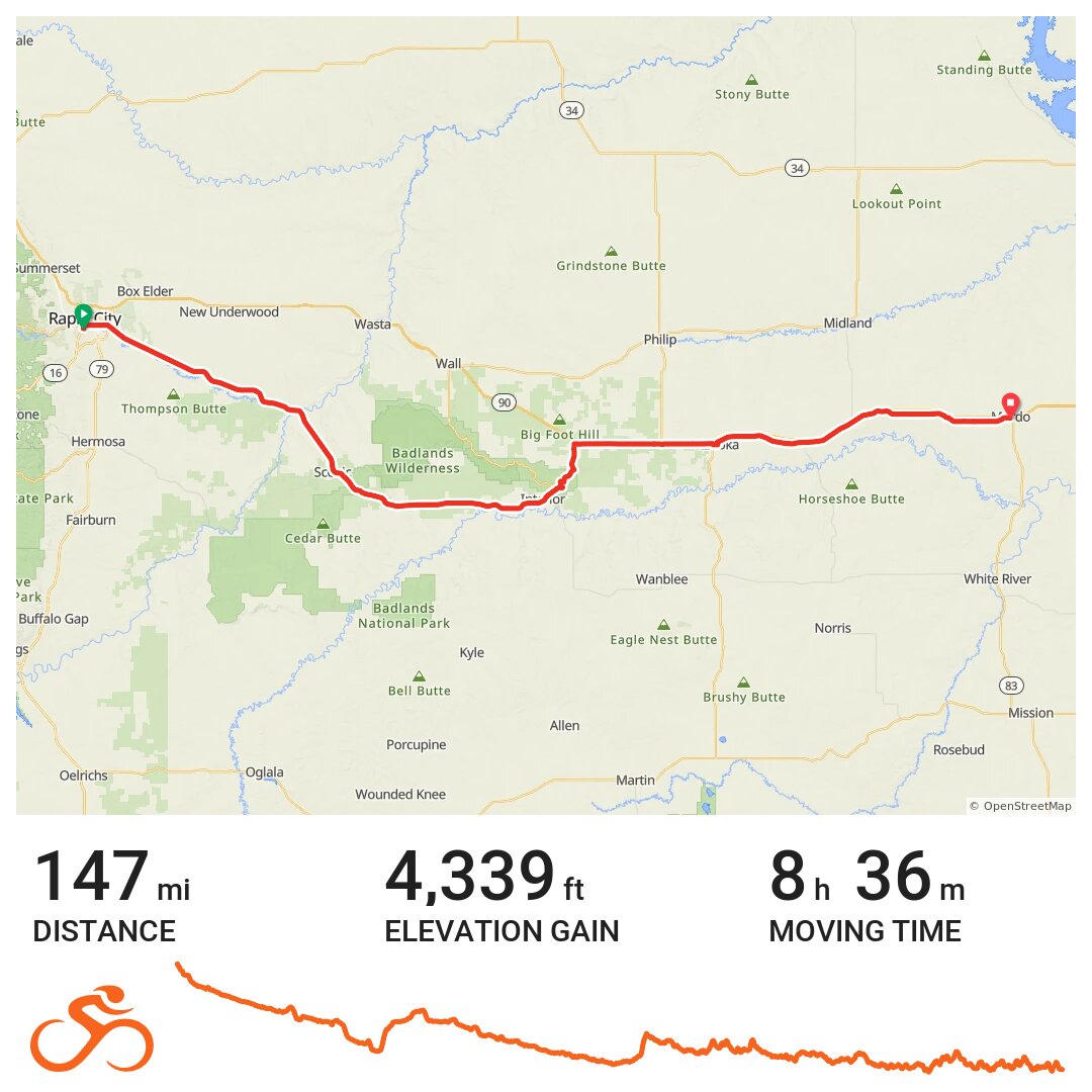 20160801 050336 DAY 16 RAPID CITY, SD TO MURDO, SD. A bike ride
