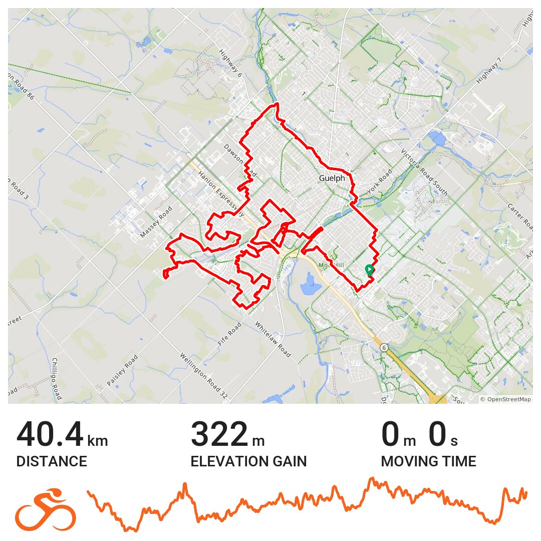 12apr2023 mtn 40 km A bike ride in Guelph, Ontario
