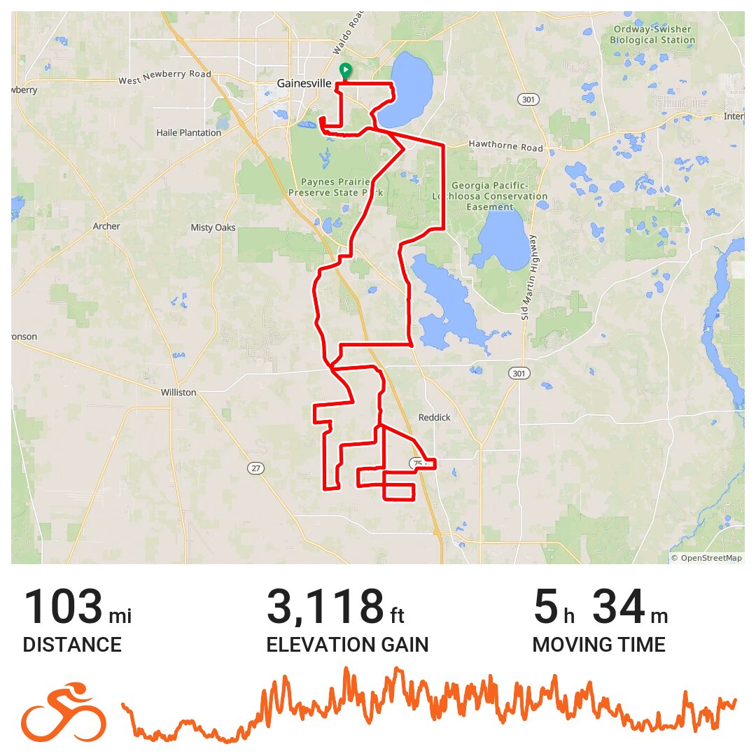 Horse Farm 100 A bike ride in Gainesville, FL