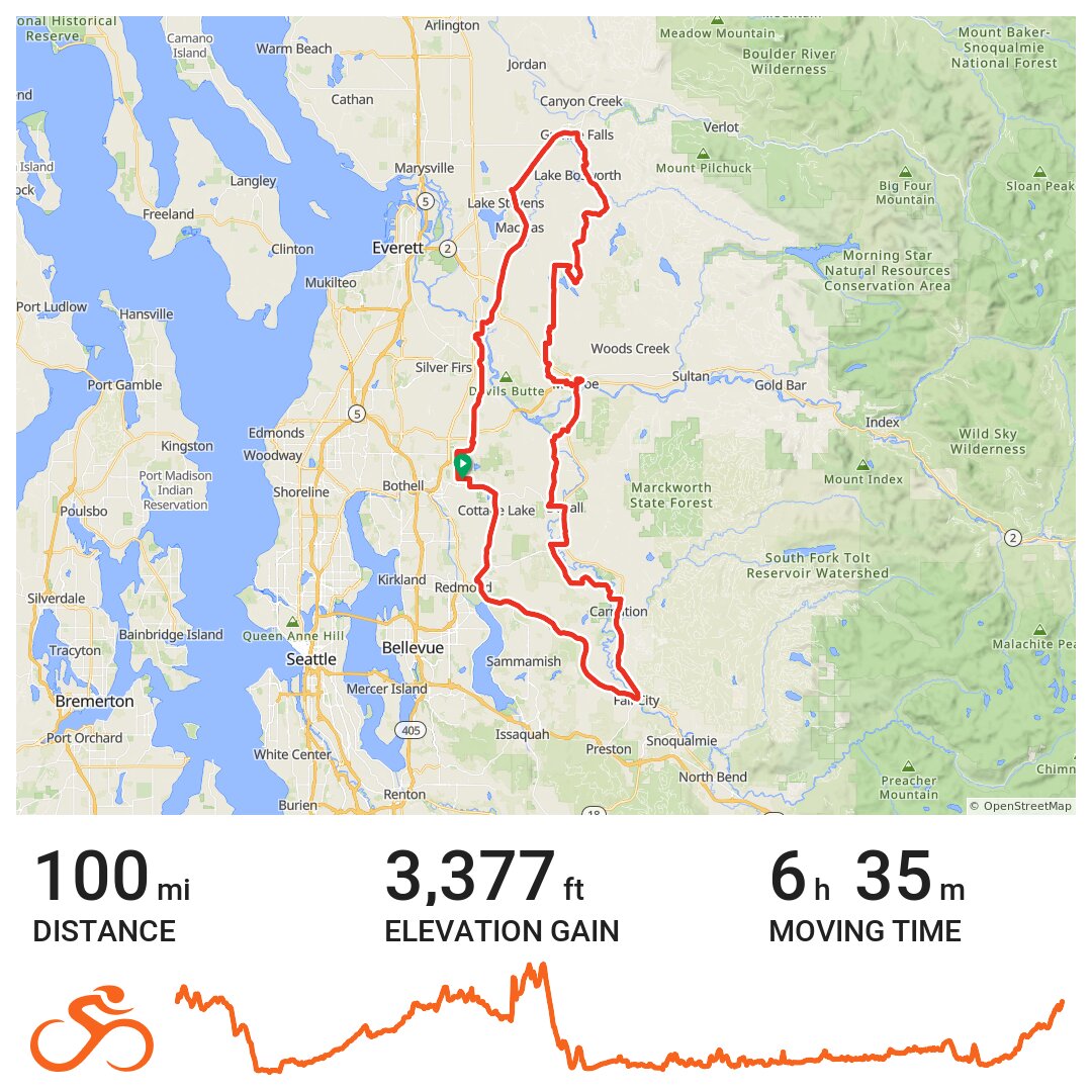 Granite Falls>Monroe>Fall City>Redmond... solo Century - A bike ride in ...