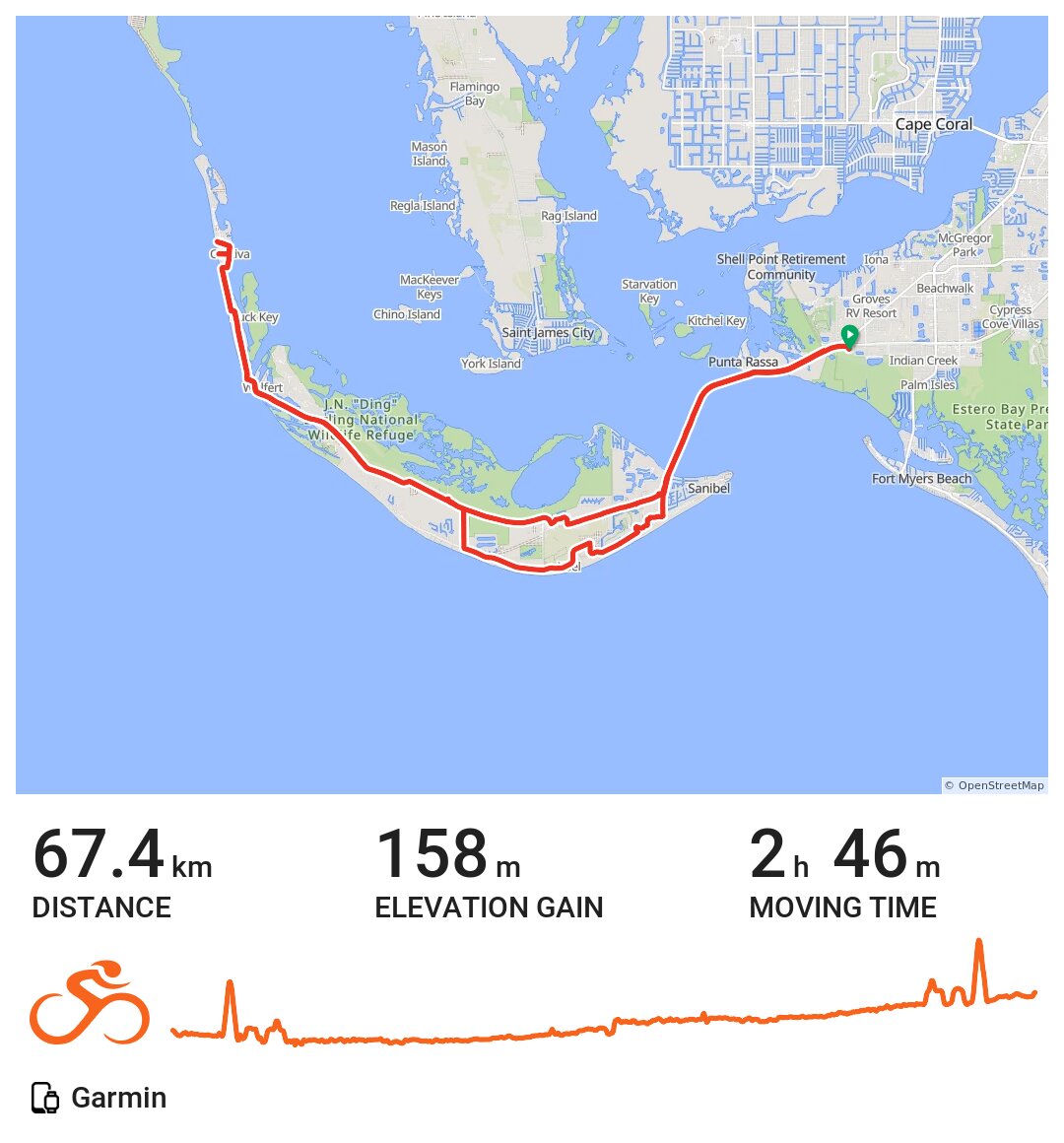 Sanibel Captiva 67km A bike ride in Lee County, FL