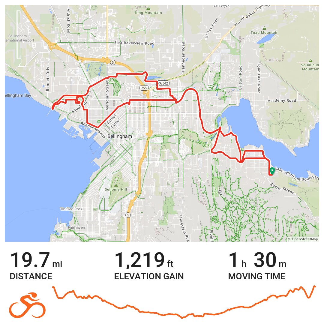 Trail route in Bellingham A bike ride in Bellingham, WA