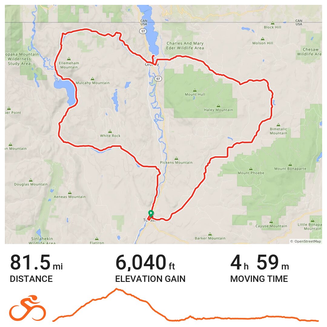 TonasketOrovillePalmer Lake Loop A bike ride in Tonasket, WA