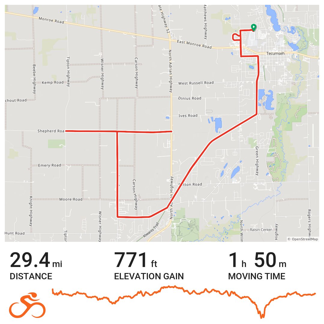 Tecumseh Bike Trail Route · Ride with GPS