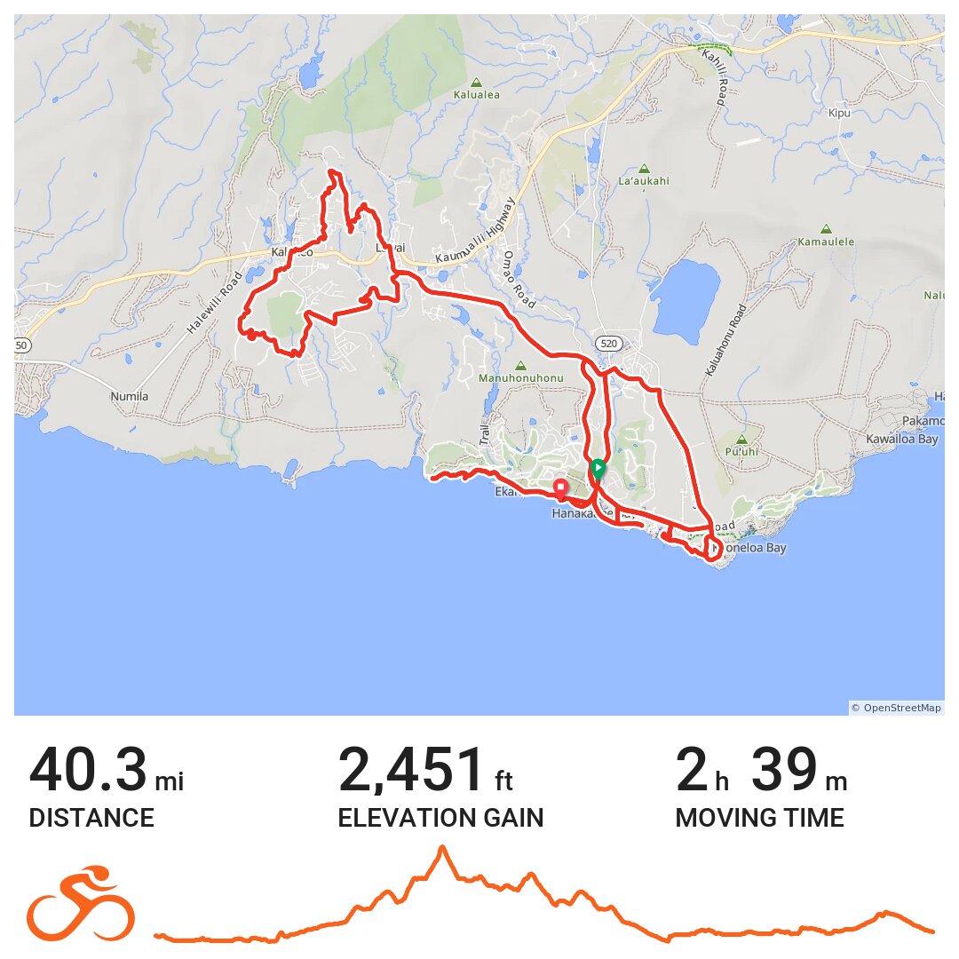 Poipu loop A bike ride in Kauai County, HI