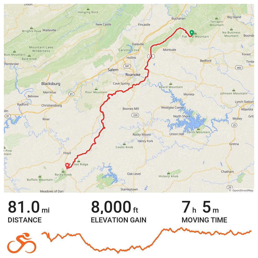 Blue Ridge Parkway Actual Day 2 · Ride with GPS