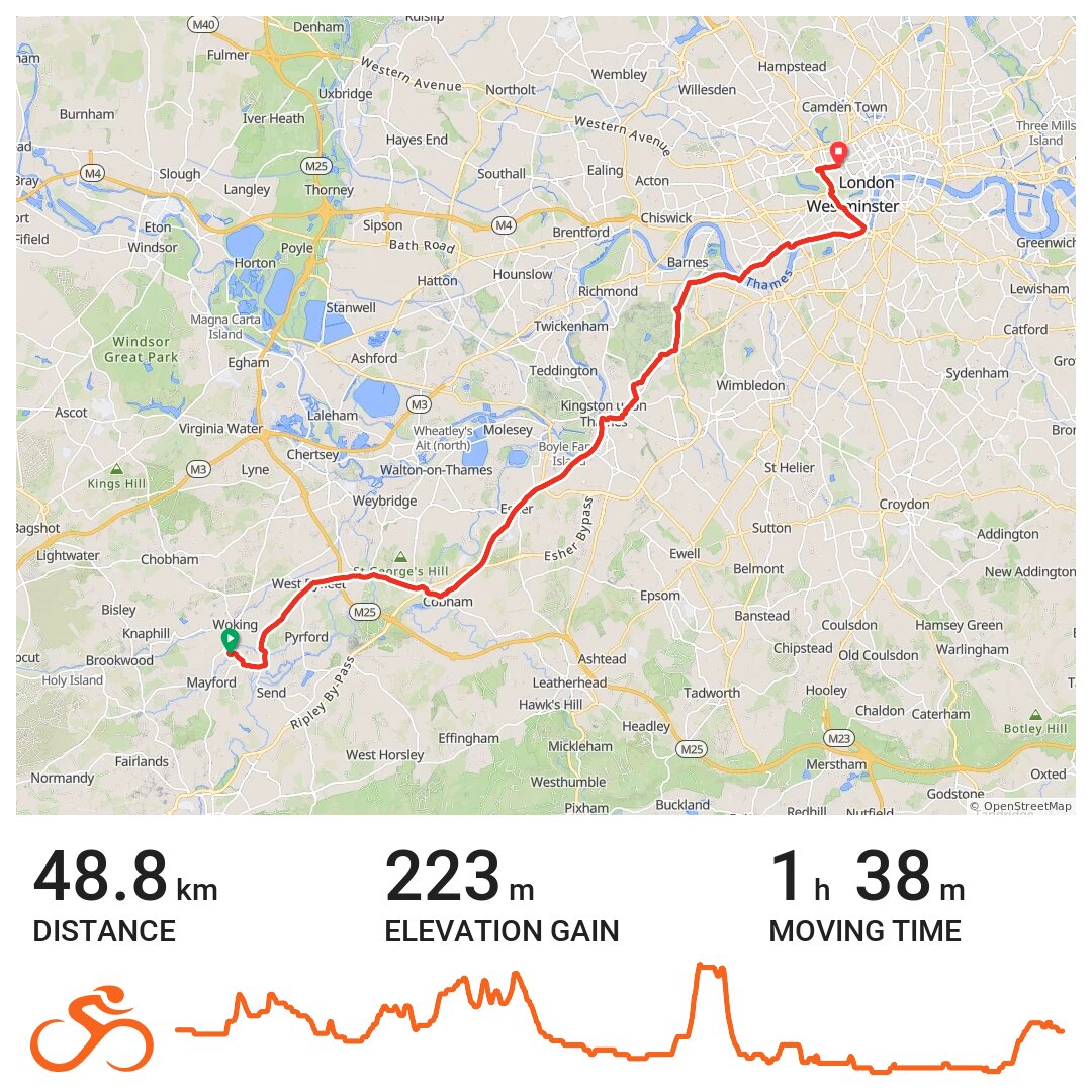 Woking to London Commute A bike ride in Woking, England