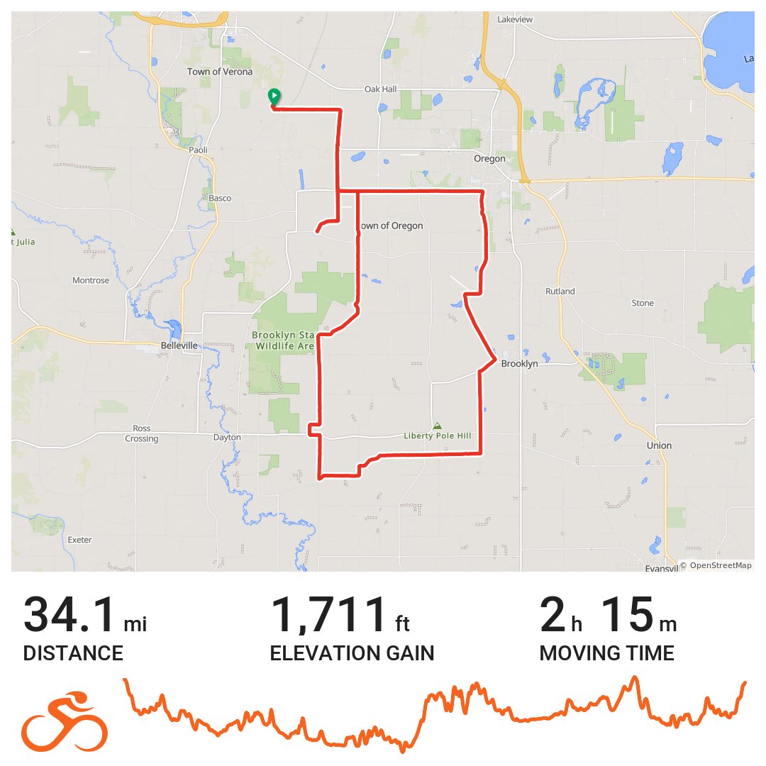 Deb’s 34 Miler - A bike ride in Town of Verona, WI