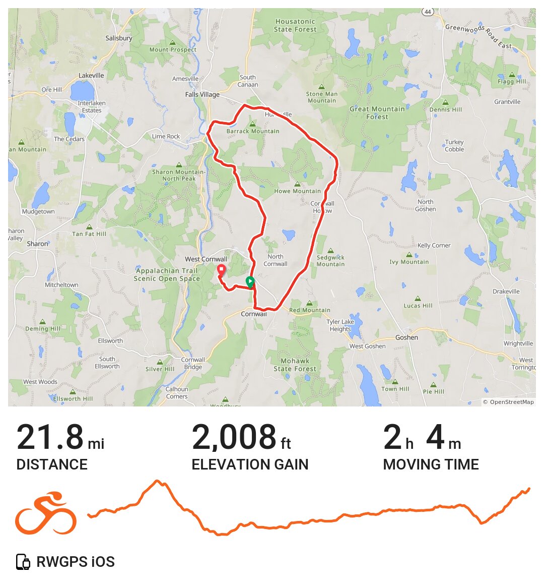 tour de virtual miles A bike ride in Cornwall, CT