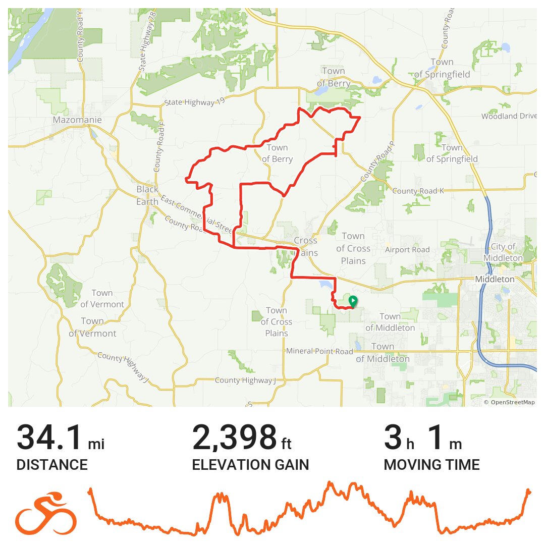 06/14/21 Cross Plains / Indian Lake Loop A bike ride in