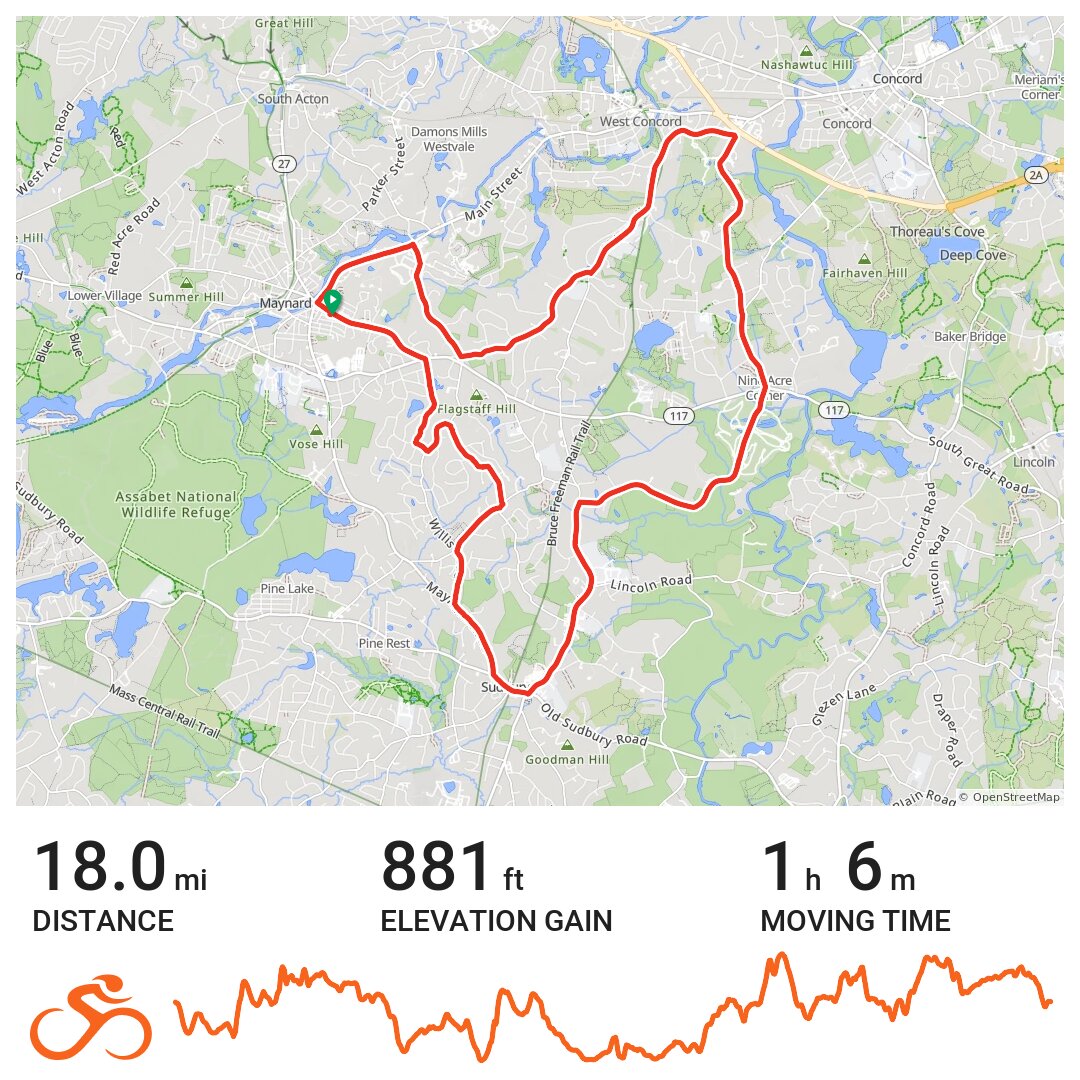 Morning Ride A bike ride in Maynard, MA